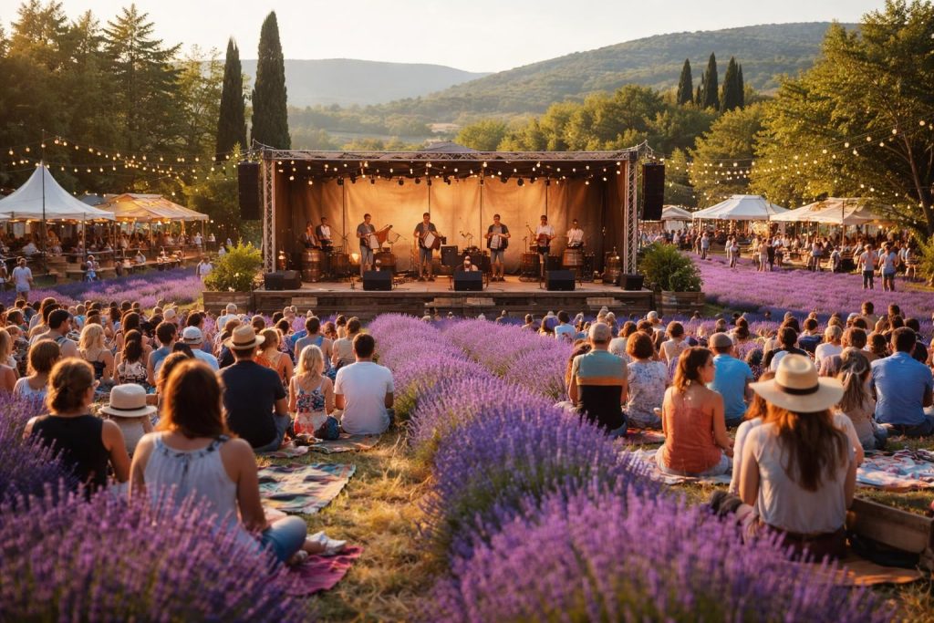 Découvrez les concerts concept Provence avec lavande musical, festivals estivaux et spectacles locaux
