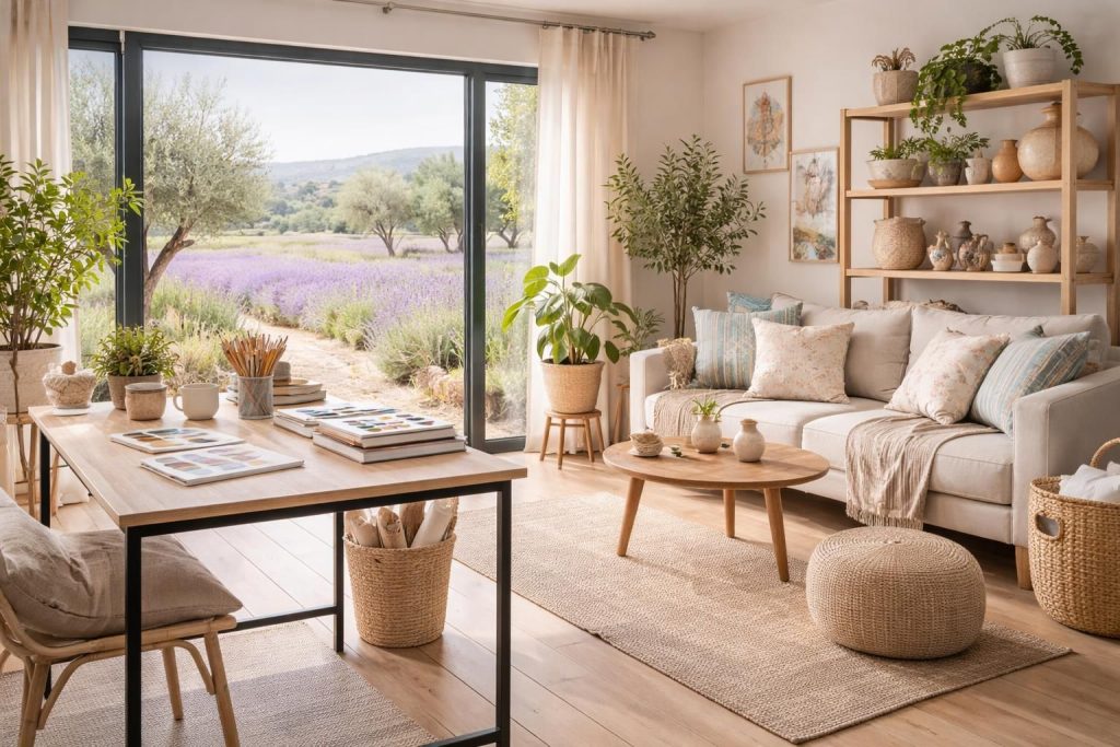 Design moderne pour mamans créatives en Provence avec mobilier contemporain